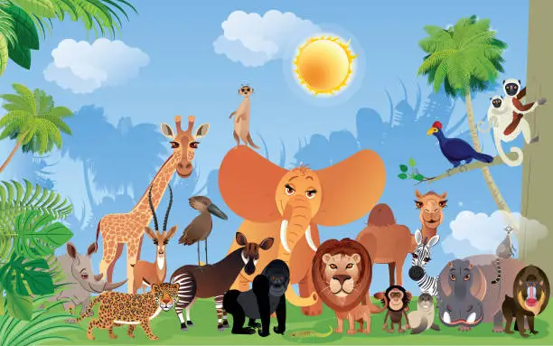 Vector illustration of African Animals Poster