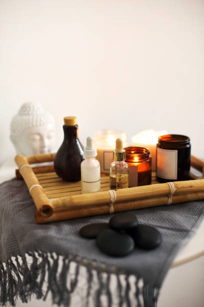 istock Candles and skincare products on table 1469506799