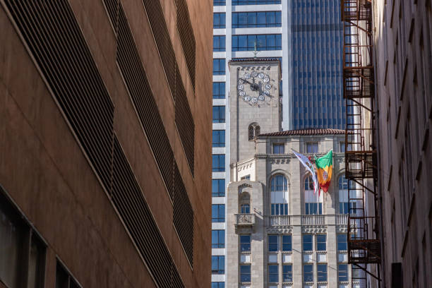 A picture of the James Oviatt building as seen from a nearby alley.