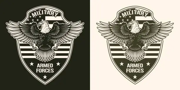 Vector illustration of Military USA logotype vintage monochrome