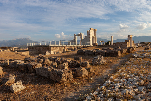 Ancient ruins of Laodicea on the Lycus and sunset