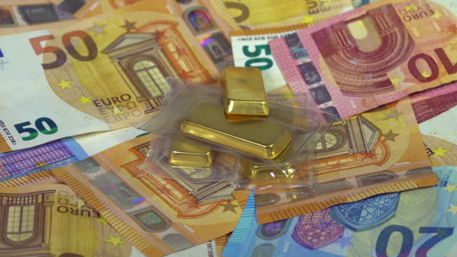 European money with Gold bars