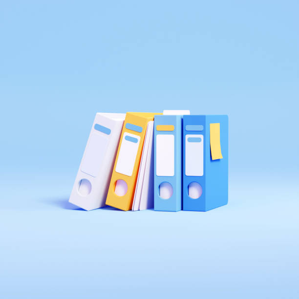 istock 3d Render of Binders Standing in a Raw. Office Icon on Sky Blue Background 1469515664