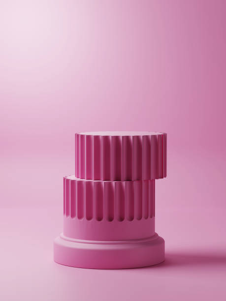 istock Antique pink column for beauty product presentation, soft light and shadow with geometric composition. 1469517734