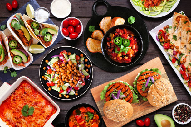 istock Healthy plant based vegetarian meal table scene 1469519142
