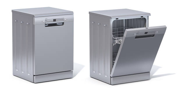 istock Dishwasher open and closed isolated on white background. 1469519312