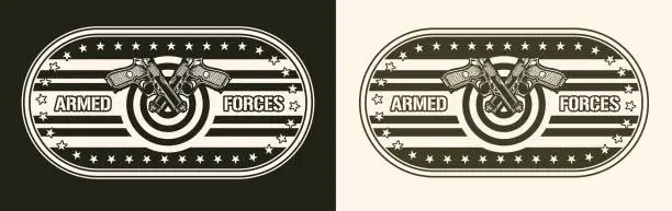 Vector illustration of Military forces vintage monochrome label