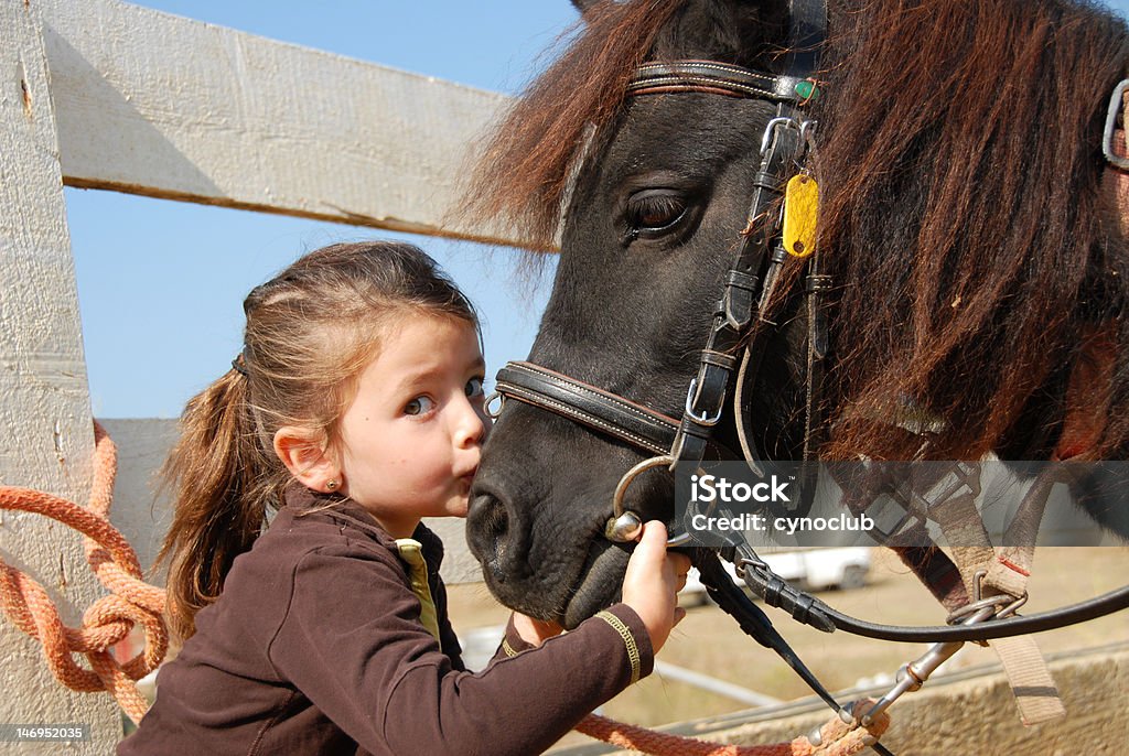 Niña y el pony - Foto de stock de Niño libre de derechos