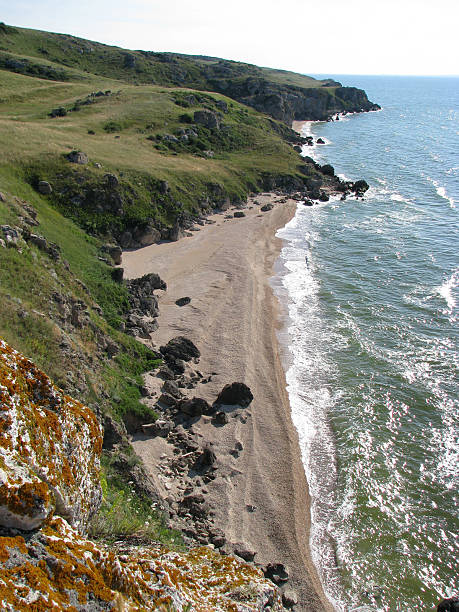 Uninhabited beach. stock photo