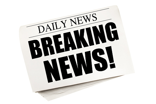 Newspaper, daily news, breaking news on the white background (Clipping Path)