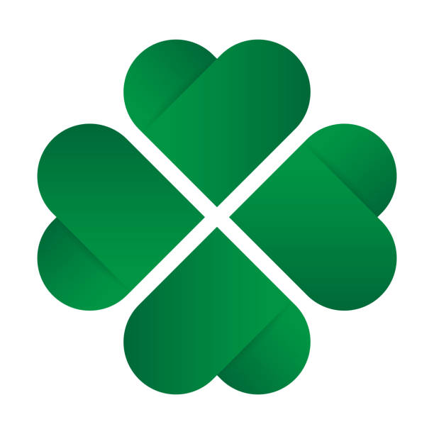 vierblättriges kleeblatt-symbol. grünes, minimalistisches symbol isoliert auf weißem hintergrund. stock-illustration - kleeblatt clipart stock-grafiken, -clipart, -cartoons und -symbole