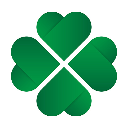 Four leaf clover icon. Green, minimalist icon isolated on white background. stock illustration