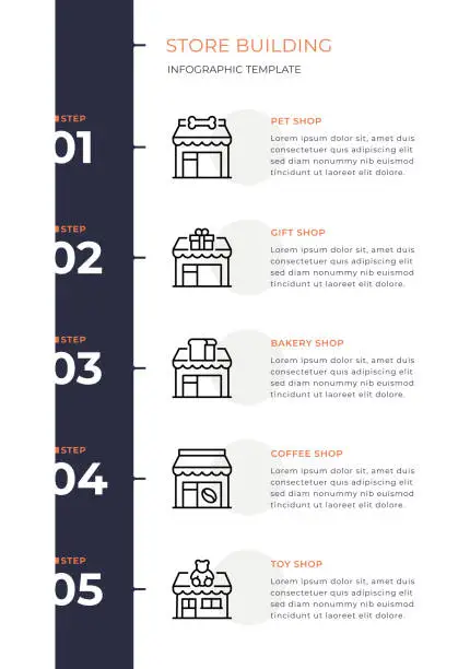 Vector illustration of Store Building Infographic Template