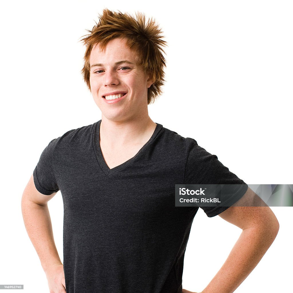 Teen Menino sorrisos - Royalty-free Cabelo em Pé Foto de stock