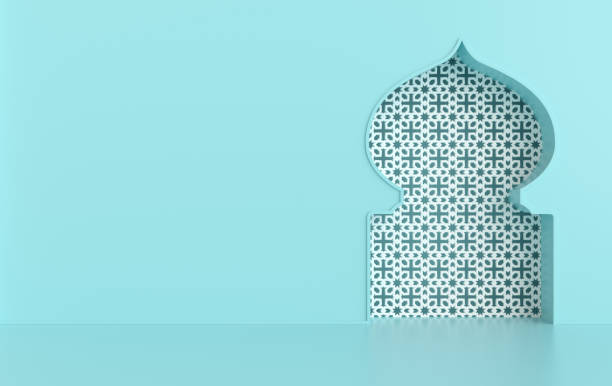 istock 3d render mosque element in intricate arabic, Islamic architecture style. Ramadan Kareem muslim community festival. Interior mock up 1469530535
