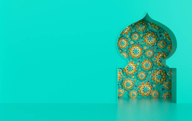 istock 3d render mosque element in ornate arabic, Islamic architecture style interior. Colorful stars Ramadan Kareem. Muslim community festival. 1469530542