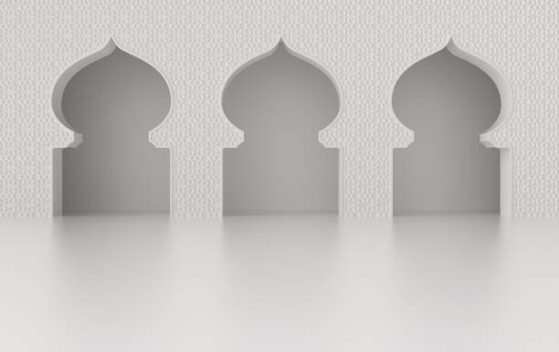 istock 3d render mosque element in ornate arabic, Islamic architecture style. Ramadan Kareem muslim community festival. Interior mock up 1469530562
