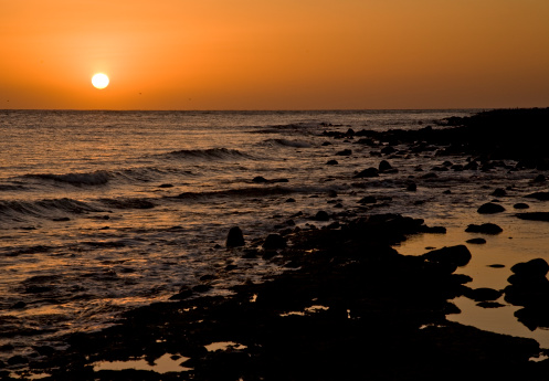 Sunset over a rocky beach at Puerto Penasco (Rocky Point) Mexico