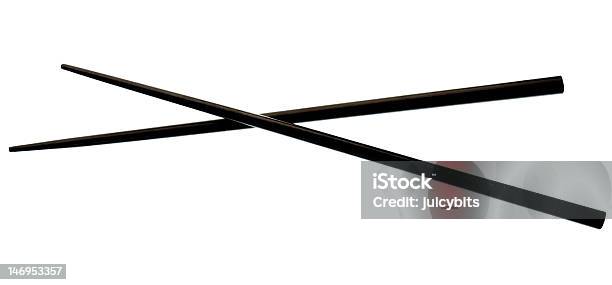 Chopsticks In Black Color Isolated On White Background Stock Photo - Download Image Now
