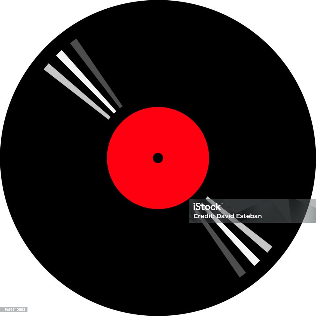 Vector Illustration Of A Vinyl Record In Black And Red Stock