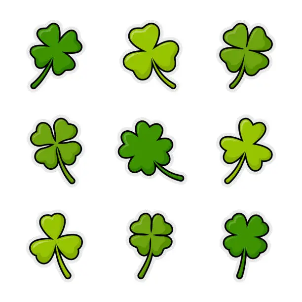 Vector illustration of Collections of Clover Leaf sticker decals