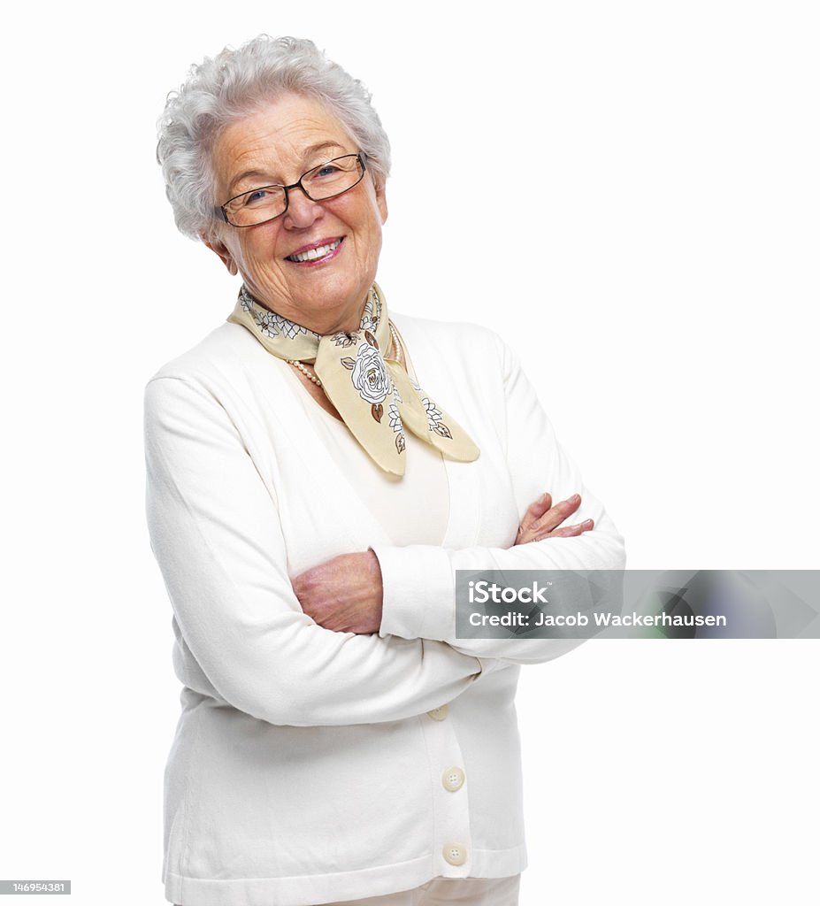 Primer plano de una mujer senior Sonriendo - Foto de stock de Mujeres mayores libre de derechos