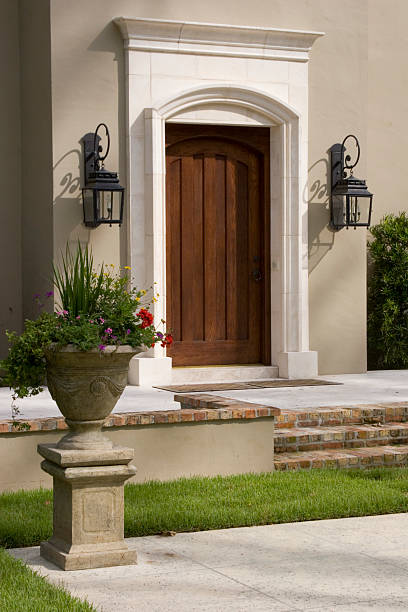 istock Luxury Home - Front Door, Lanterns & Landscaping 146954718