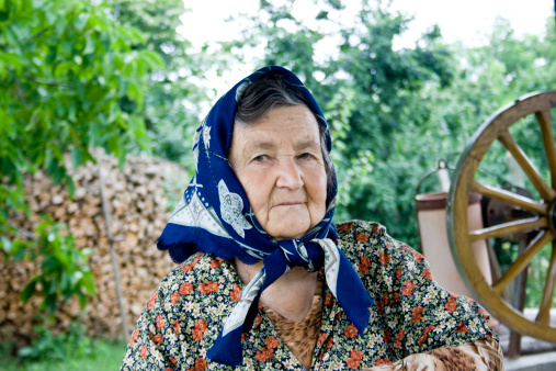 Portrait of an old woman from the countryside, Romania