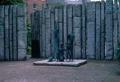 Dublin, Ireland - July 16, 1986: 1980s old Positive Film scanned, St Stephen's Green public park, Dublin, Ireland.