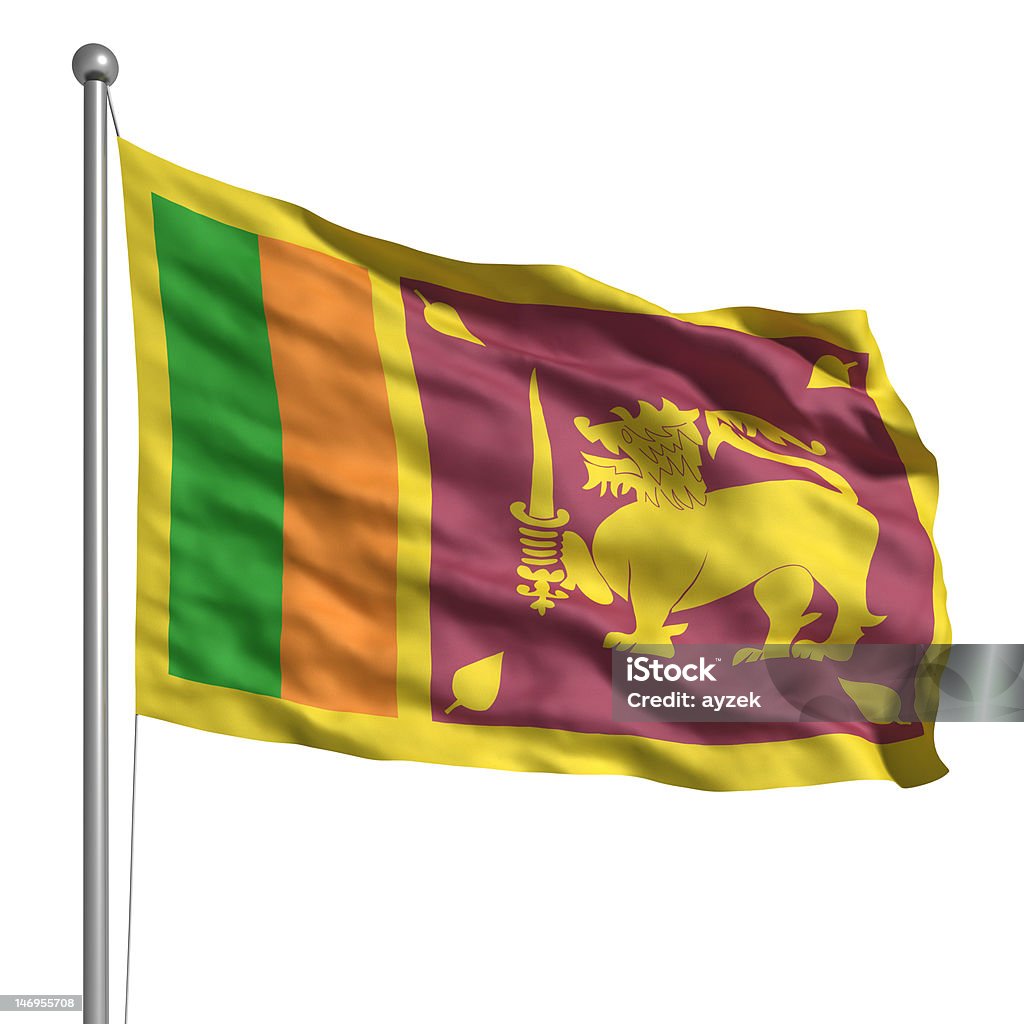 Flag of Sri Lanka (Isolated) Flag of Sri Lanka. Rendered with fabric texture (visible at 100%). Clipping path included. Clipping Path Stock Photo