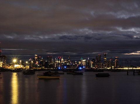 Melbourne skyline from Williamstown harbour