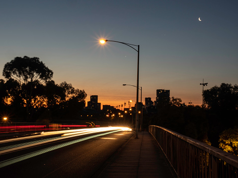 Melbourne suburban street at sunset