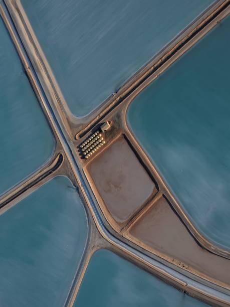 istock Abstract aerial view of salt works 1469560569