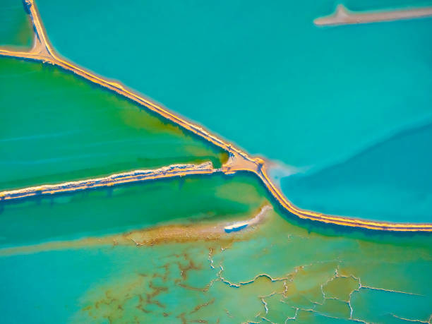 istock Abstract aerial view of salt works 1469561398
