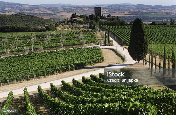 Típico Paisaje De La Toscana Con Castillo Foto de stock y más banco de imágenes de Clásico - Clásico, Región de Chianti, Agricultura