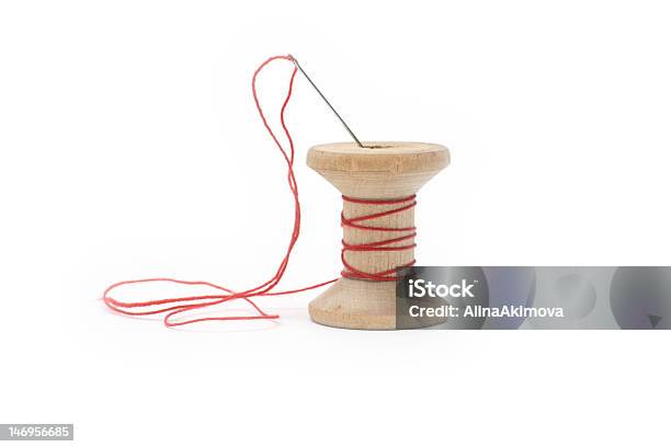 Red Thread A Needle And Reel Stock Photo - Download Image Now - Art And Craft, Craft, Cut Out