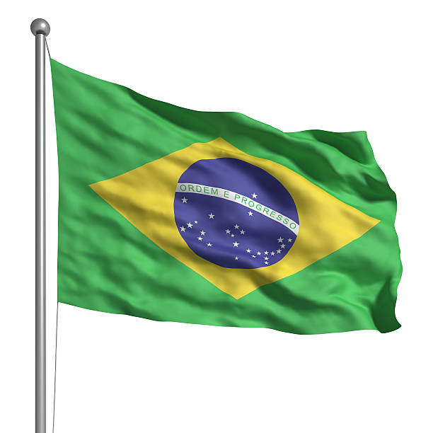 bandeira do brasil (isolado - brazilian flag brazil flag three dimensional shape - fotografias e filmes do acervo