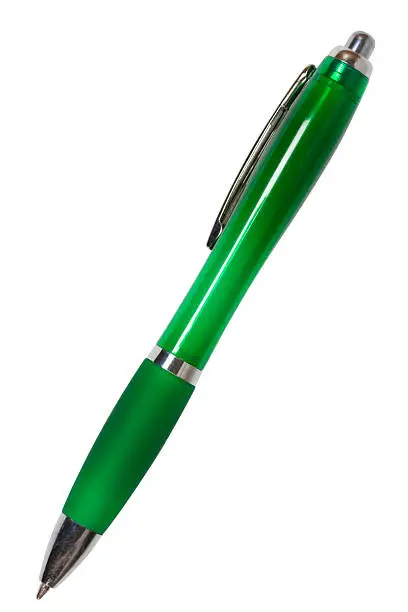 green pen isolated on the white background with clipping path