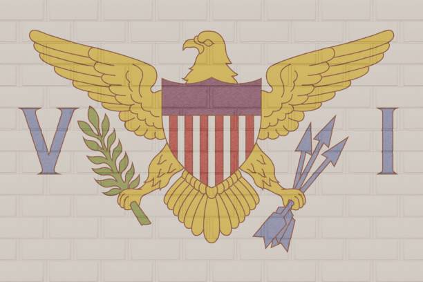 istock Brick Wall with the flag of  - Virgin Islands 1469571123