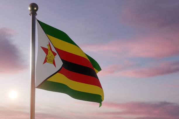 istock Flag at Sunrise or Sunset in the wind  - Zimbabwe 1469571318