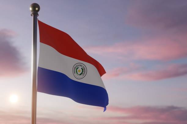 istock Flag at Sunrise or Sunset in the wind  - Paraguay 1469571327