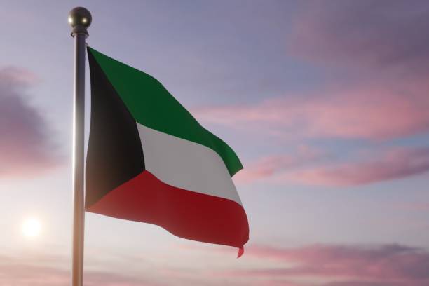 istock Flag at Sunrise or Sunset in the wind  - Kuwait 1469571380