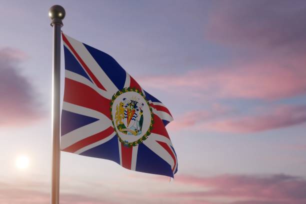 istock Flag at Sunrise or Sunset in the wind  - The British Antarctic Territory 1469571394