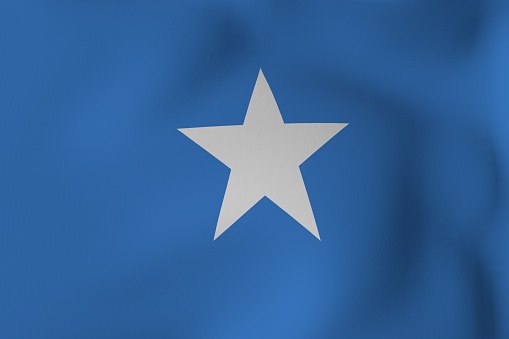 3D render of Flag close up blowing in wind Somalia