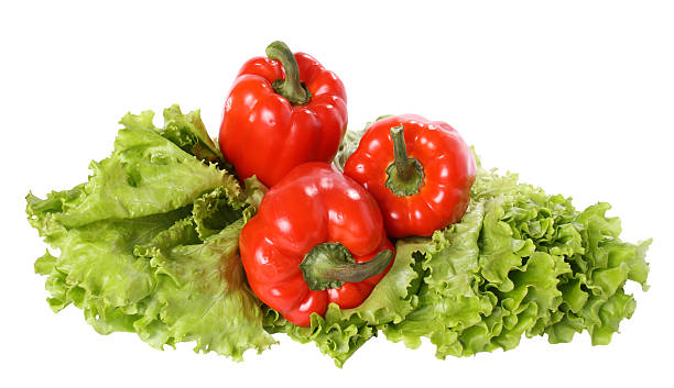 Red pepper on salad stock photo