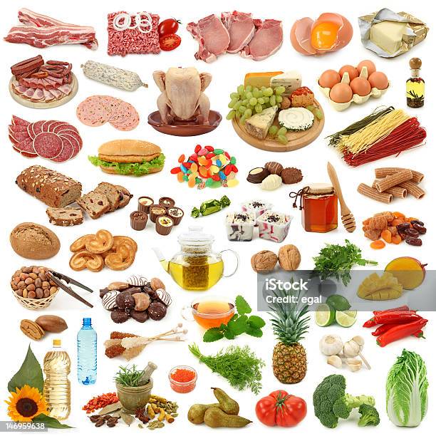 Food Collection Stock Photo - Download Image Now - Cut Out, Vegetable, Fruit