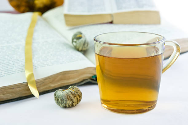 istock Green tea and the opened books 146959821