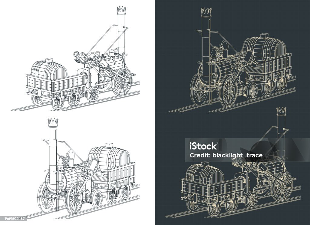 Barrel Train Engine Robert Stephensons Steam Locomotive Stock Illustration - Download Image ...