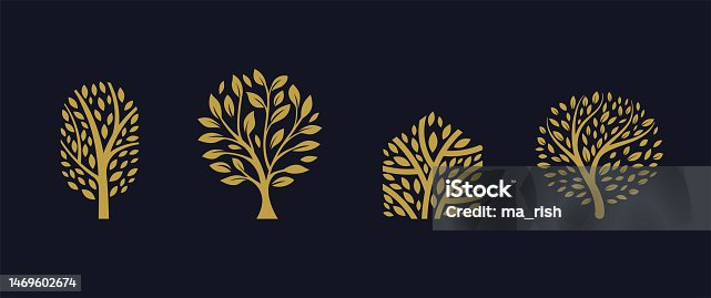 istock Tree symbols, icons design. Nature, trees illustration, logo concept. Luxury, modern and minimalistic style 1469602674