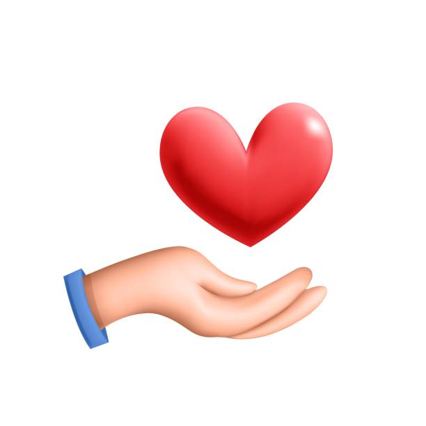 istock 3d vector female cartoon render Hand holds red heart  icon design banner 1469603094